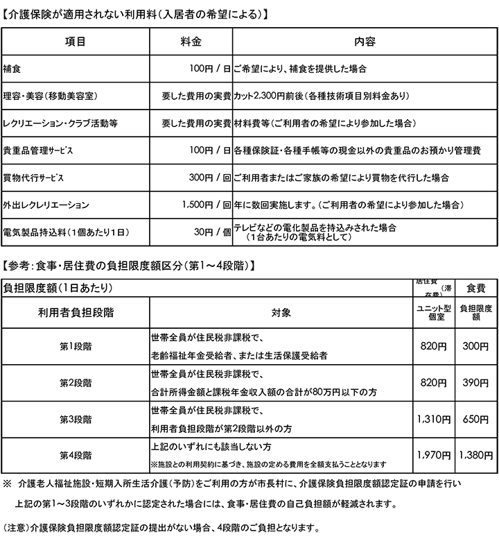 介護保険が適用されない利用料